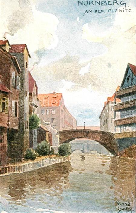 NueRNBERG CITY Partie an der Pegnitz Kuenstlerkarte