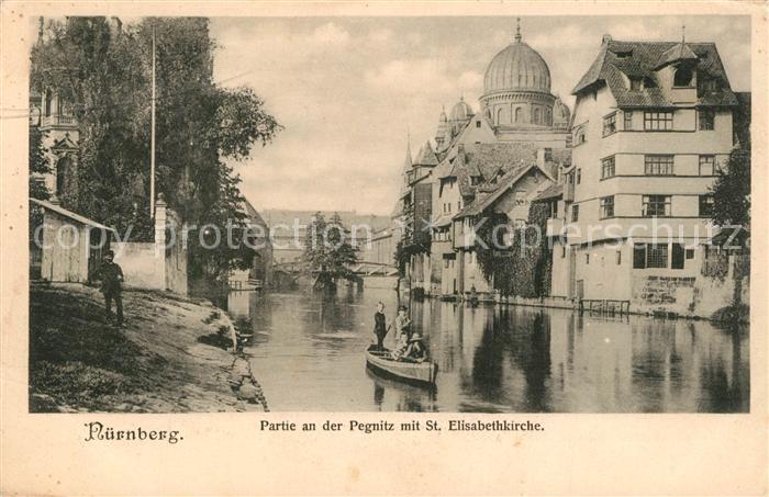 NueRNBERG CITY Partie an der Pegnitz mit St Elisabethkirche