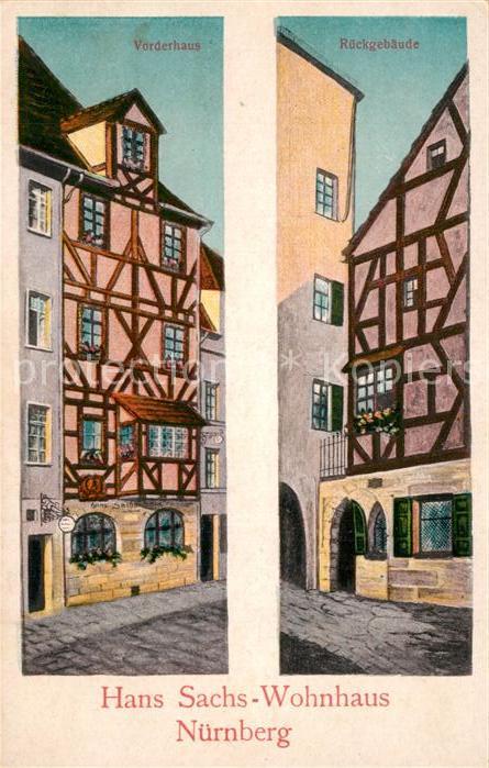 NueRNBERG CITY Hans Sachs Wohnhaus Vorder und Rueckseite