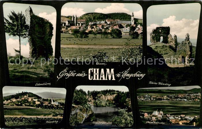 Cham Oberpfalz oedenturm Ortsblick Ruine Runding Blauberger See Chammuenster