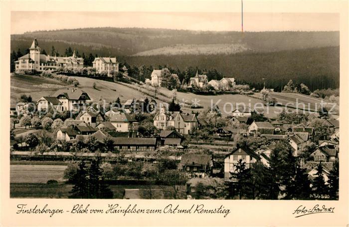 Finsterbergen Blick vom Hainfelsen auf Ort und Rennstieg