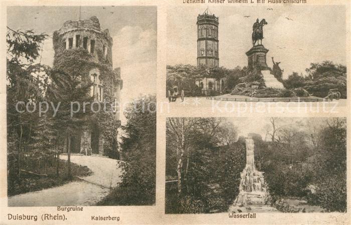 Duisburg Ruhr Burgruine Kaiserberg Denkmal Kaiser Wilhelm I mit Aussichtsturm Wa