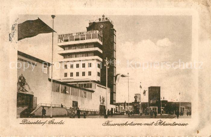 DuessELDORF  CITY Gesolei Feuerwehrturm mit Rheinterrasse