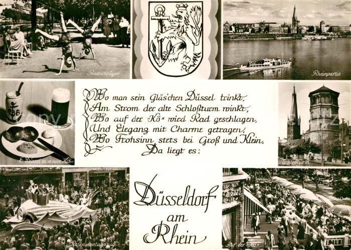 DuessELDORF  CITY Radschlaeger Rheinpartie Schlossturm Rosenmontagsumzug Auf der