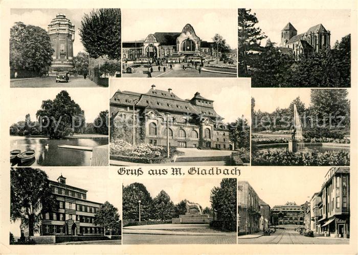 MoeNCHENGLADBACH NRW Wasserturm Bahnhof Kirche Park Monument Strassenpartie