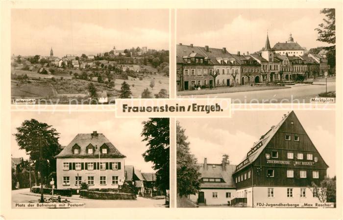 Frauenstein Sachsen Panorama Marktplatz FDJ Jugendherberge Platz der Befreiung P