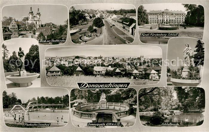 Donaueschingen Stadtkirche Fuerstenberg Schloss Parkschwimmbad Donauquelle