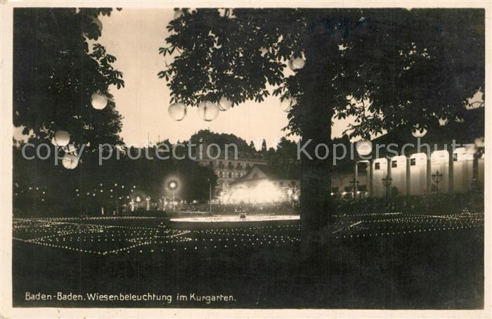 BADEN-BADEN BW Kurgarten Wiesenbeleuchtung Kurgarten Nachtaufnahme