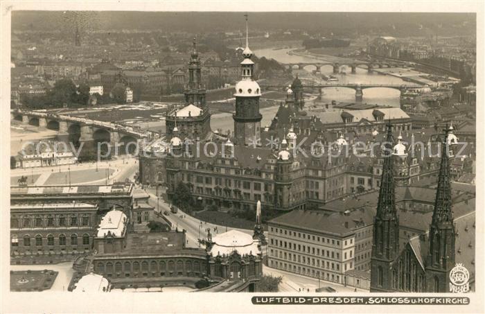 DRESDEN Elbe Fliegeraufnahme Schloss Hofkirche