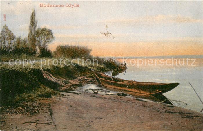 Bodensee Region Idylle Boot Kuenstlerkarte