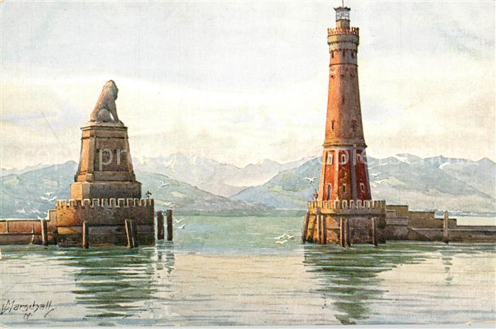 Lindau Bodensee Hafen Einfahrt Kuenstler Marschall