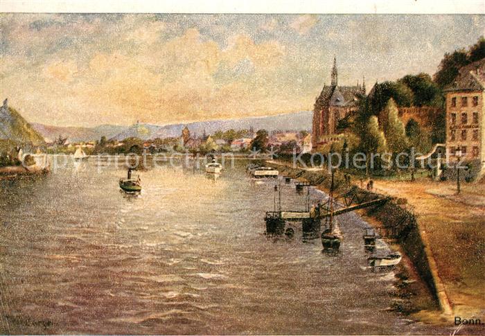 Bonn Rhein Rheinpanorama Abendstimmung