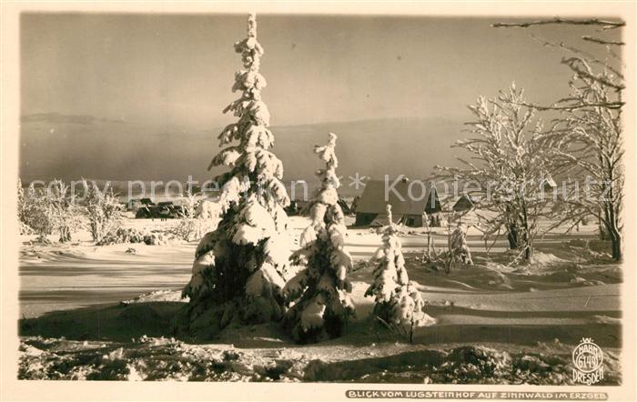 Zinnwald-Georgenfeld Blick vom Lugsteinhof auf Zinnwald Winterlandschaft Erzgebi