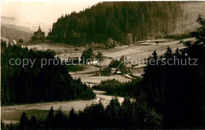 Rehefeld-Zaunhaus Landschaftspanorama Handabzug