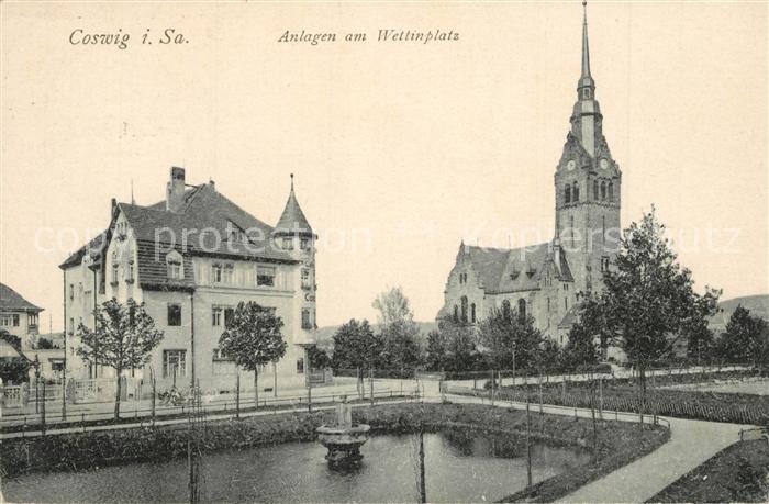 Coswig Sachsen Anlagen am Wettinplatz Kirche