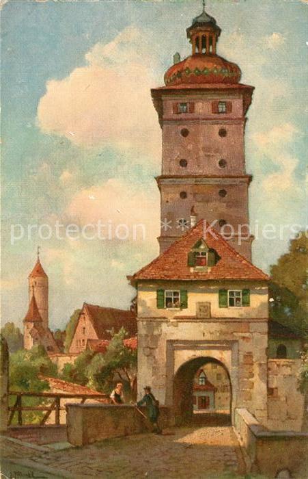 Dinkelsbuehl Segringer Tor J. Frank Kuenstlerkarte Poesie