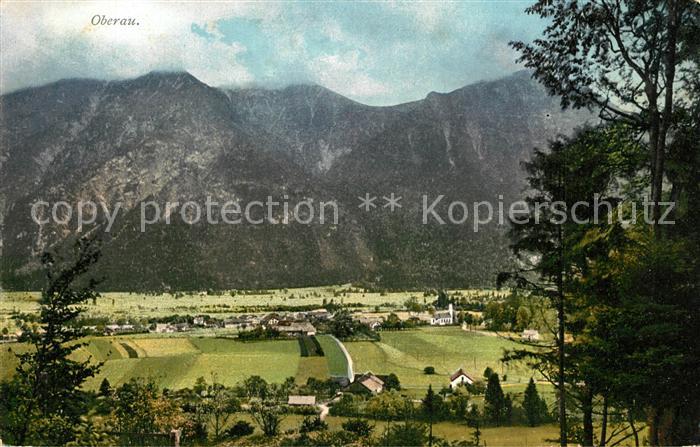 Oberau Berchtesgaden Gesamtansicht mit Alpenpanorama Photochromiekarte Nr. 9625