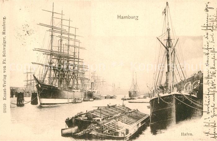 HAMBURG  CITY Hafen Segelschiffe Frachtkahn