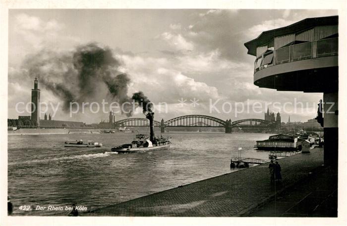 Koeln Rhein Partie am Fluss Dampfer Bruecke Nr 422 Rheingold Serie