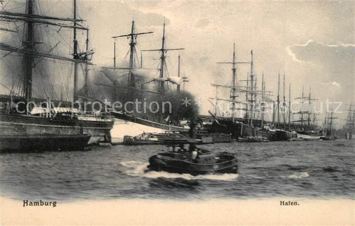 HAMBURG  CITY Hafen Segelschiffe Dampfer Serie Luxusdruck