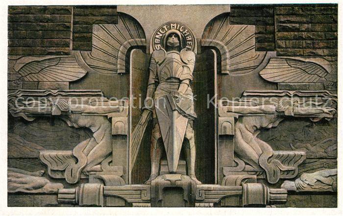 LEIPZIG Sachsen Voelkerschlachtdenkmal Stirnwand der Freitreppenanlage