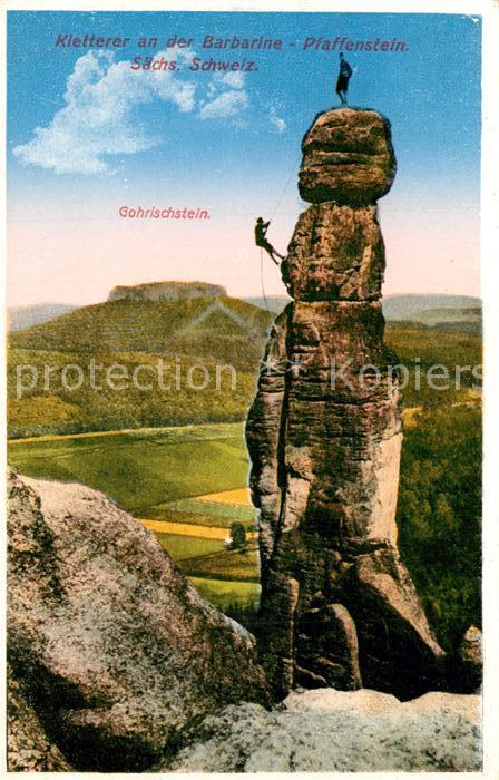 Pfaffenstein Koenigstein Saechsische Schweiz Kletterei an der Barbarine Gohrisch