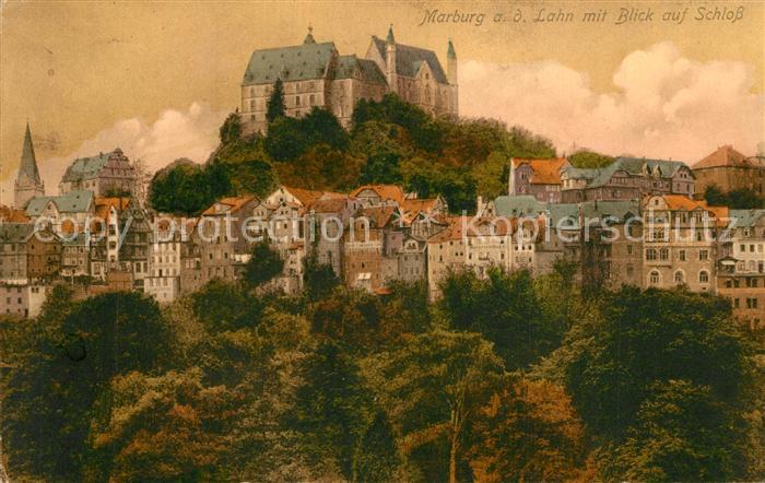 Marburg Lahn Blick auf Altstadt mit Schloss