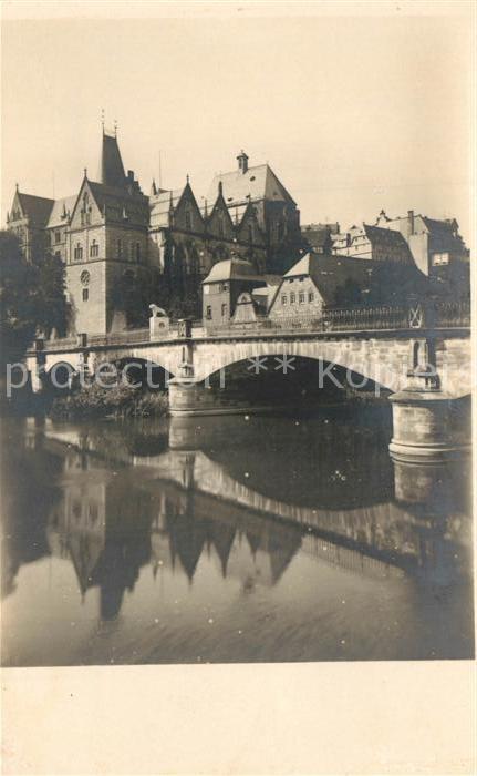 Marburg Lahn Blick vom Trojedamm auf die Universitaet