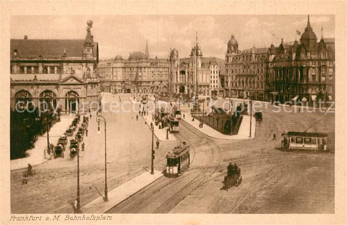 Frankfurt Main Bahnhofsplatz Strassenbahn Kupferdruck