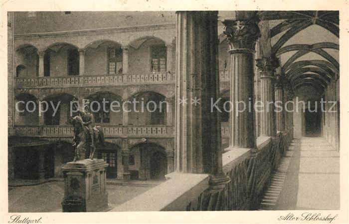 STUTTGART  CITY Alter Schlosshof Kupfertiefdruck