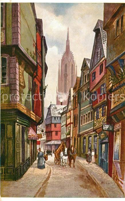 Frankfurt Main Innenstadt Pferdekutsche Dom Liebig Kuenstlerkarte