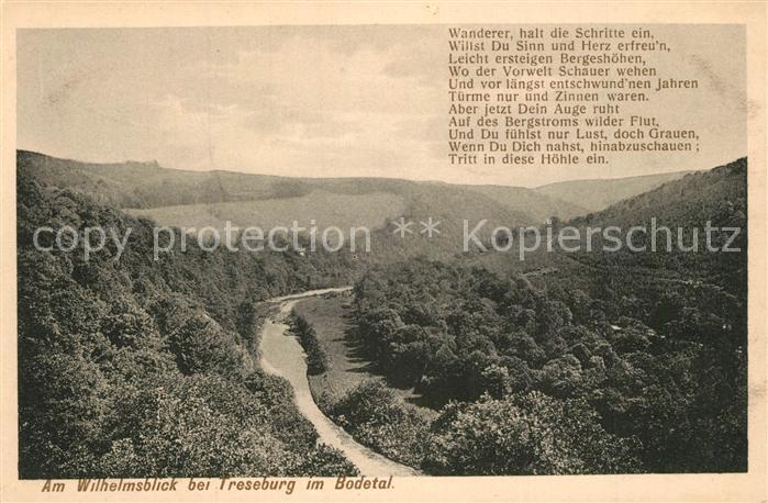 Treseburg Harz Landschaftspanorama Bodetal Wilhelmsblick Gedicht