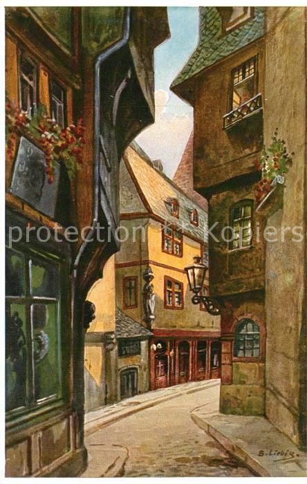 Frankfurt Main Hinter dem Laemmchen Altstadt Liebig Kuenstlerkarte