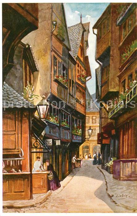 Frankfurt Main Lange Schirne Altstadt Liebig Kuenstlerkarte