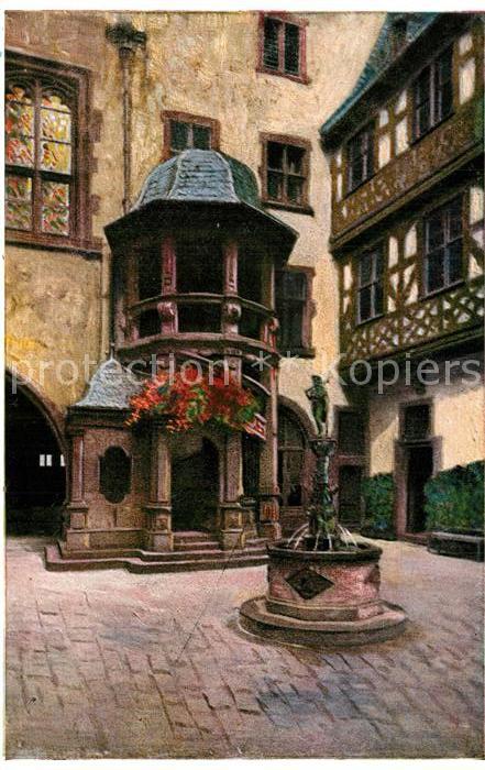 Frankfurt Main Wendeltreppe am Roemer Altstadt Liebig Kuenstlerkarte