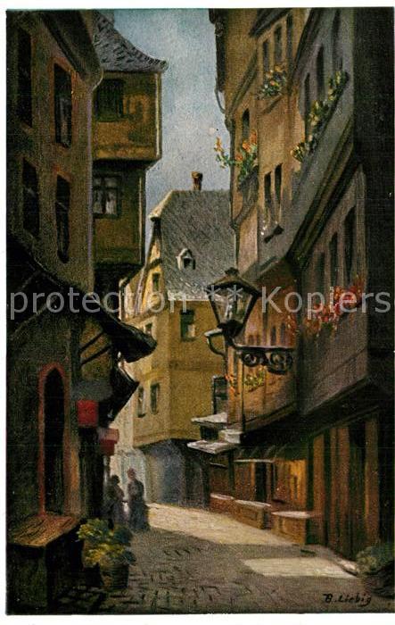 Frankfurt Main Lange Schirne Altstadt Liebig Kuenstlerkarte