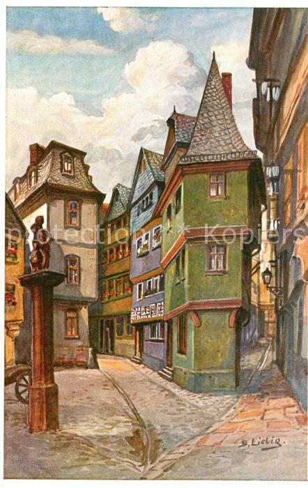 Frankfurt Main Goldhutgasse Altstadt Liebig Kuenstlerkarte