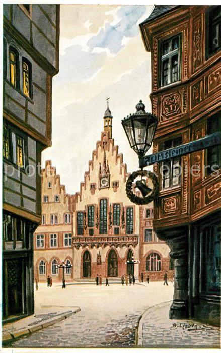Frankfurt Main Roemer Altstadt Liebig Kuenstlerkarte