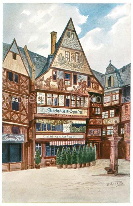 Frankfurt Main Altdeutsche Bierstube Altstadt Liebig Kuenstlerkarte
