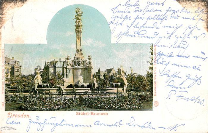 DRESDEN Elbe Stuebel Brunnen