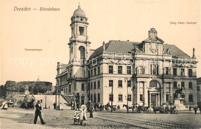 DRESDEN Elbe Staendehaus Koenig Albert Denkmal