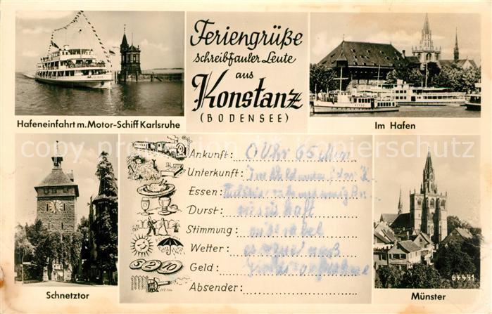 Konstanz Bodensee Hafeneinfahrt MS Karlsruhe Hafenpartie Schnetztor Muenster