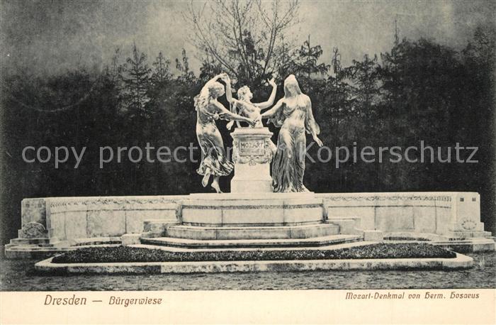 DRESDEN Elbe Buergerwiese Mozart Denkmal