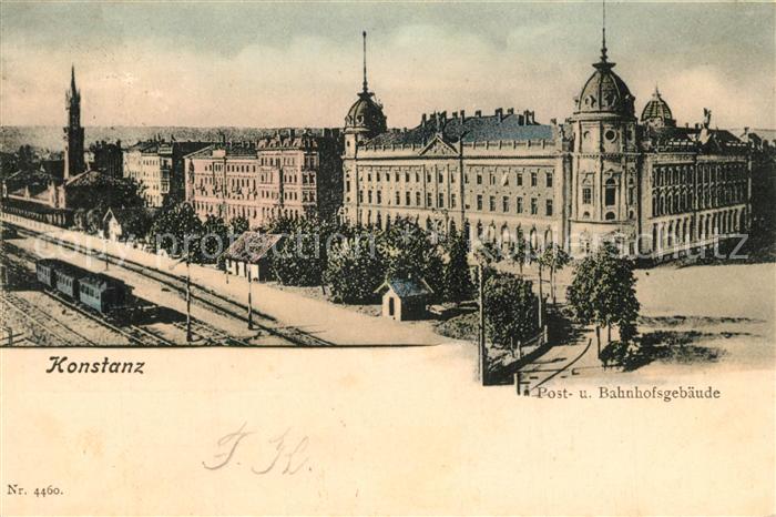 Konstanz Bodensee Post und Bahnhofsgebaeude