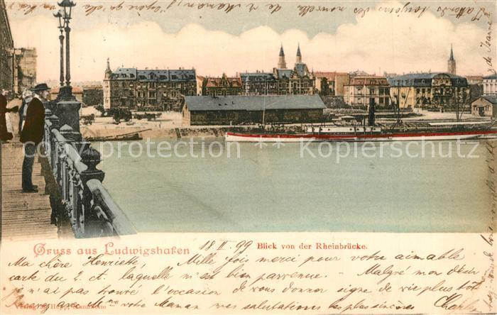 Ludwigshafen Rhein Blick von der Rheinbruecke