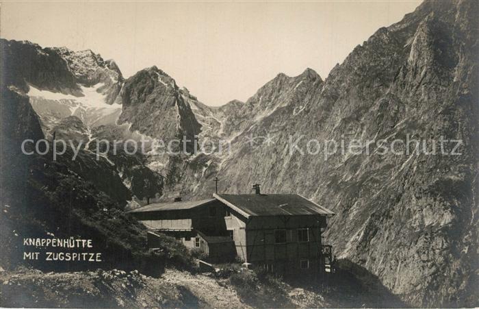 Knappenhuette Hoellentalklamm mit Zugspitze