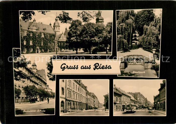 Riesa Sachsen Rathaus Stadtpark Pestalozzi Schule Alexander Puschkin Platz Ernst