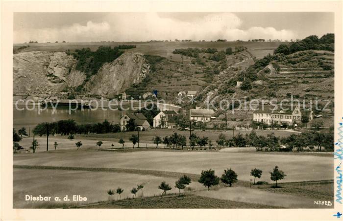 Diesbar-Seusslitz Partie an der Elbe HO Gaststaette Rosengarten