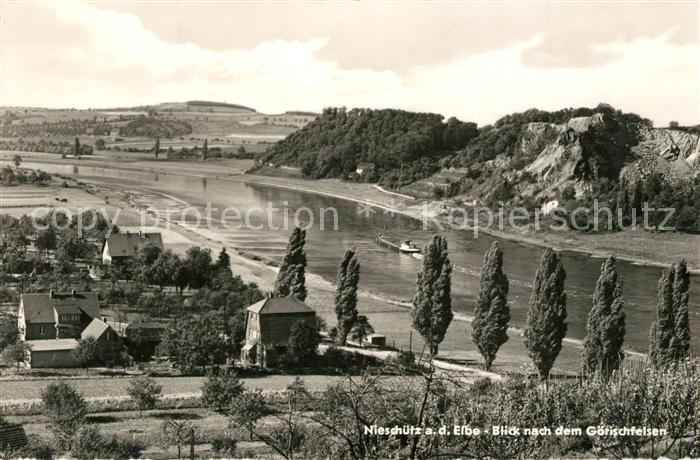 Nieschuetz Diesbar Elbepartie mit dem Goerischfelsen