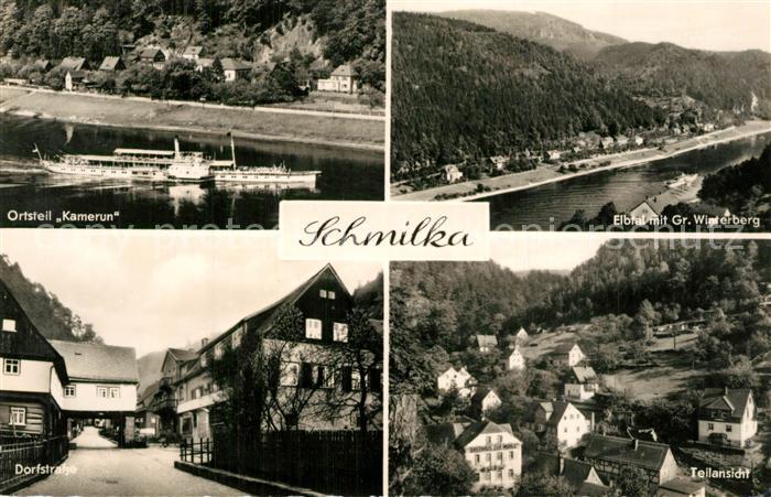 Schmilka OT Kamerun Elbtal mit Gr Winterberg Dorfstrasse Teilansicht